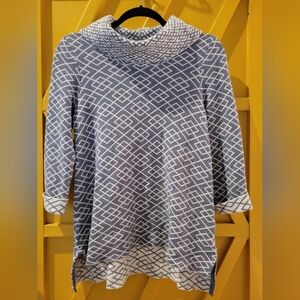 Moth Anthropoligi Geometric Patterned Grey Women's Cow Neck